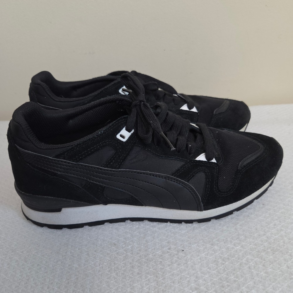 Puma  Mens Black White Suede Mesh Athletic Sneakers Size 9.5